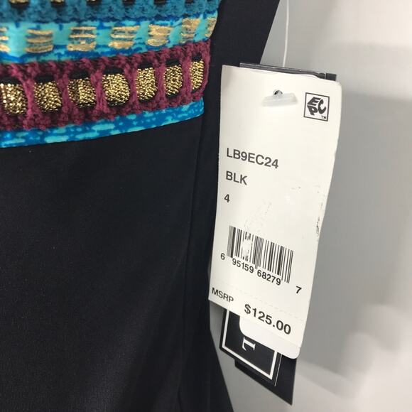 La Blanca NWT One Piece Boho Swimsuit Black & Blue Stitch Size 4 - Picture 9 of 11